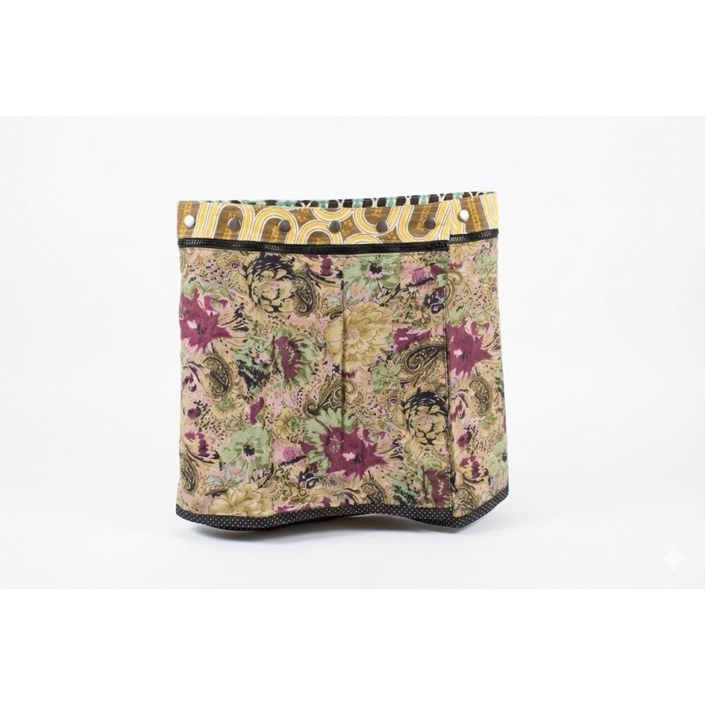 Vintage Reversible Wrap Skirt Buckle Closure Quirky Prints